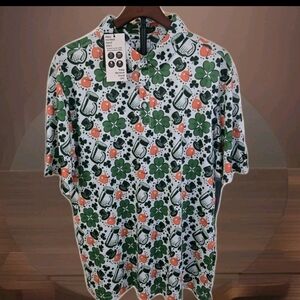 Yatta Mens Golf Polo Shirt  St. Patrick's Day Clover Size XL NWT
